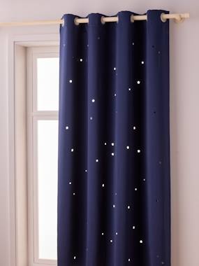 Bedding & Decor-Decoration-Blackout Curtain with Eyelets & Perforated Motifs