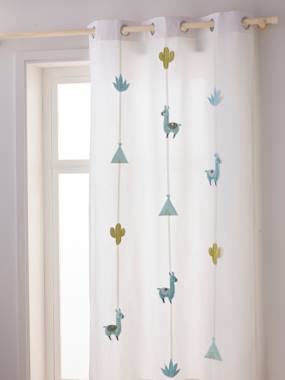 Bedding & Decor-Semi-Sheer Curtain with Eyelets & Cactus Garlands