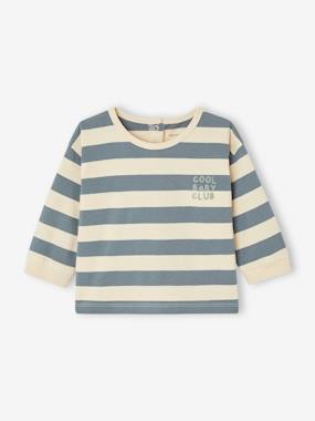 Baby-T-shirts & Roll Neck T-Shirts-Striped Top in Organic Cotton for Babies