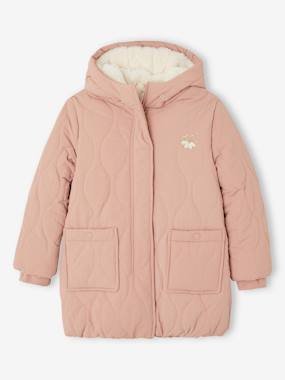 Girls-Coats & Jackets-Padded Coat with Hood & Faux Fur Lining for Girls