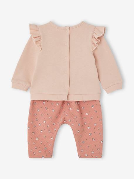 Sweatshirt & Trousers Combo for Babies 6308+ecru+marl beige+pale pink+rose - vertbaudet enfant 