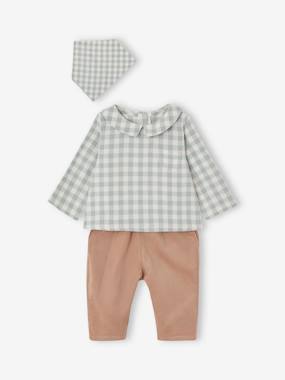 Baby-Outfits-Shirt Bodysuit + Corduroy Trousers + Bandana Ensemble for Babies