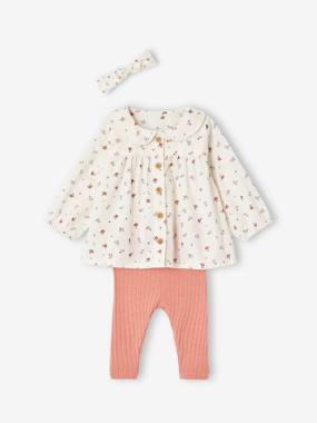 Baby-3-Piece Outfit with Blouse + Leggings + Headband for Babies