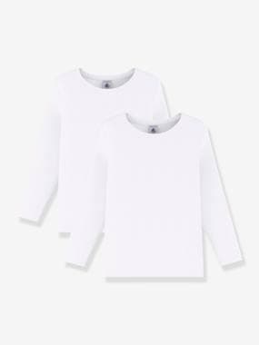 Garçon-T-shirt, polo, sous-pull-T-shirt-Lot de 2 tee-shirts manches longues blancs PETIT BATEAU