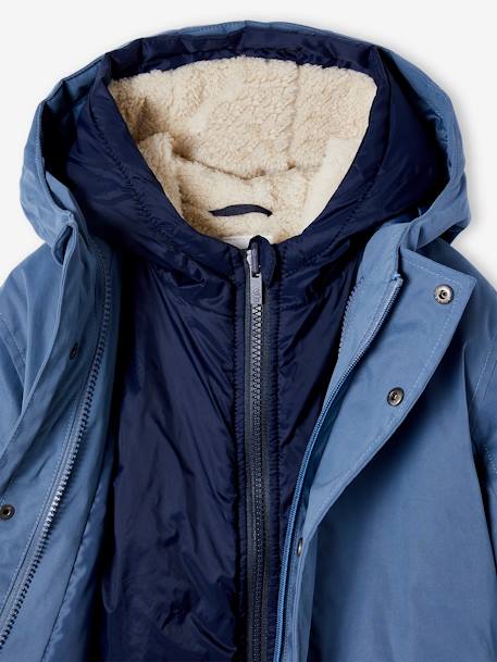 Parka 3 en 1 garçon avec blouson amovible bleu grisé+kaki+Marine grisé+noix de pécan - vertbaudet enfant 