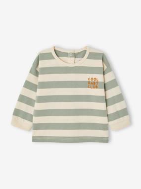 Baby-T-shirts & Roll Neck T-Shirts-Striped Top in Organic Cotton for Babies