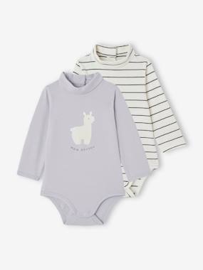 Baby-Bodysuits-Pack of 2 Bodysuits with Polo Neck for Babies