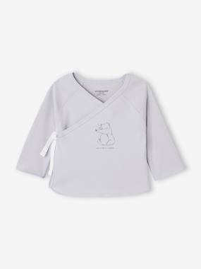 Baby-T-shirts & Roll Neck T-Shirts-Wrap-Over Jacket in Organic Cotton for Newborn Babies, Basics