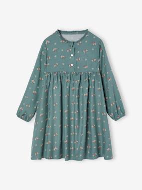 Fille-Robe motif all over ouverture boutonnée devant