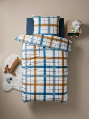 Bedding & Decor-Child's Bedding-Duvet Covers-Duvet Cover + Pillowcase Set for Children, in Flannel with Recycled Cotton, Retro Winter