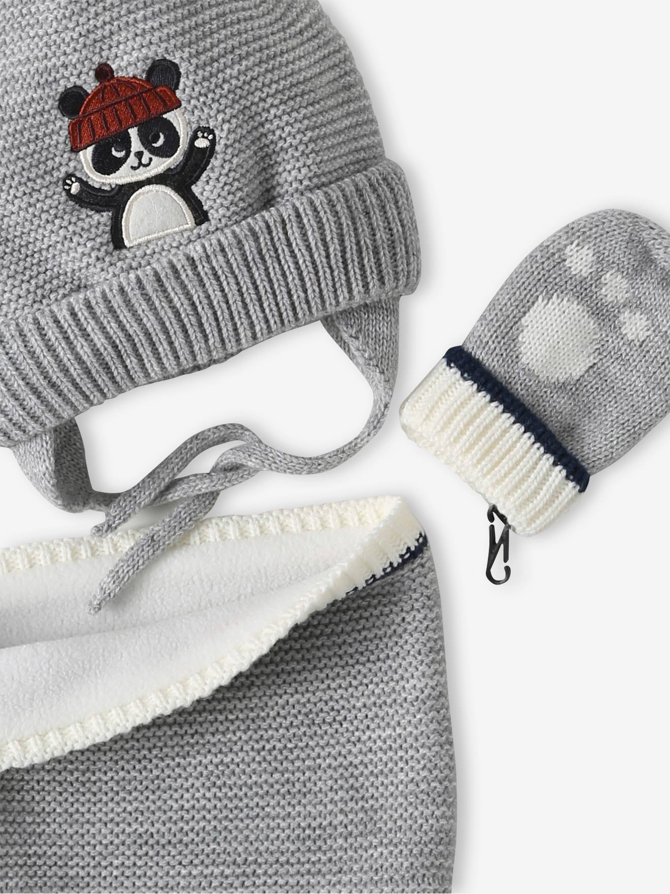 Ensemble Bébé Bear Mood - Bonnet + Snood + Moufles En Sherpa - Garçon, Doux Et Chaud - 6