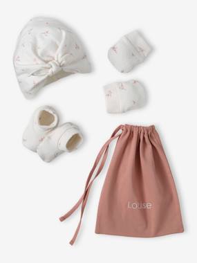 Baby-Accessories-Beanie + Mittens + Pram Shoes + Pouch Set for Babies