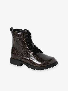 Boots vernies à lacets et zippées fille  - vertbaudet enfant