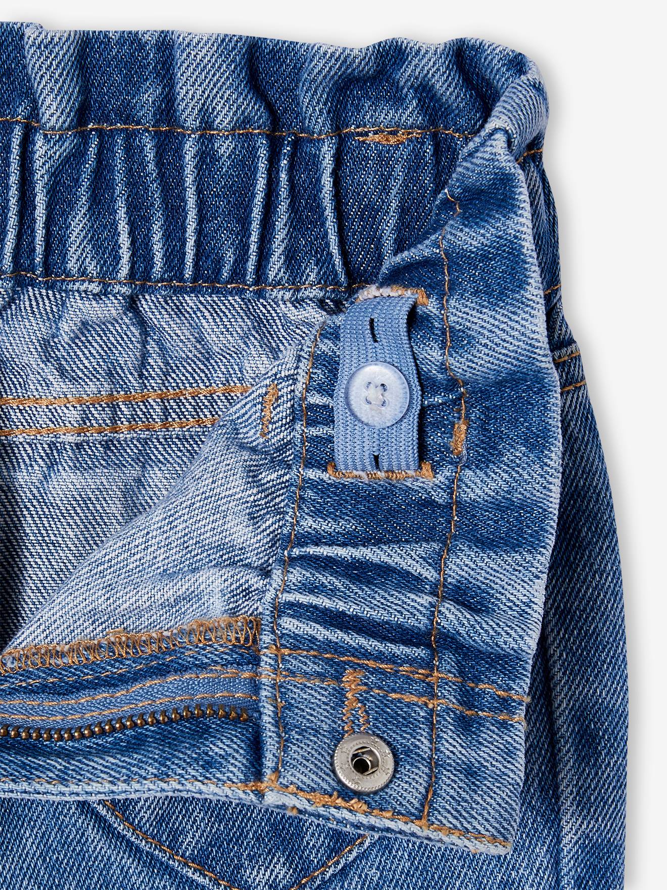Jean paper bag avec ceinture - Bleu denim clair - FEMME | H&M FR