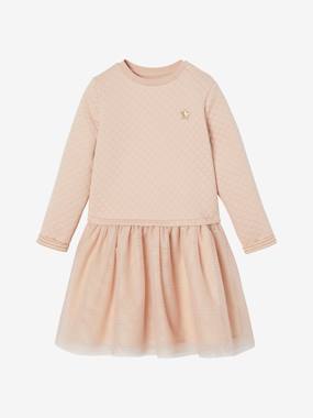 Robe Bébé Fille Bi-matière VERTBAUDET - Haut Sweat, Jupe Gaze - Manches Longues - Facile à Enfiler