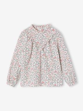 Girls-Blouses, Shirts & Tunics-Blouse with Crew Neck & Floral Print for Girls