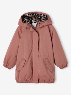 Girls-Coats & Jackets-Hooded Parka with Faux Fur Lining for Girls