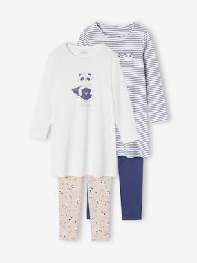 Girls-Pack of 2 Panda Nighties + Leggings for Girls