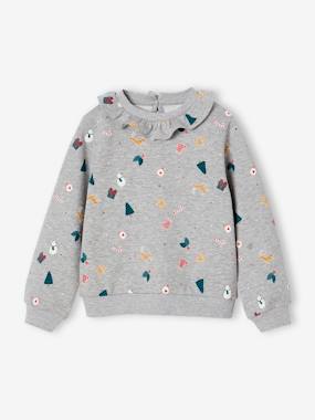 Christmas Sweatshirt with Printed Frilled Collar for Girls  - vertbaudet enfant