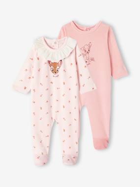 Baby-Pyjamas & Sleepsuits-Pack of 2 Bambi Velour Sleepsuits by Disney® for Babies