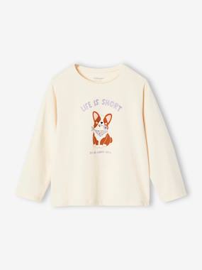 Girls-Tops-Long Sleeve Dog T-Shirt for Girls