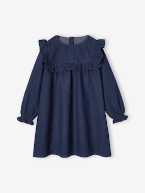 Girls-Ruffled Dress in Light Denim, for Girls