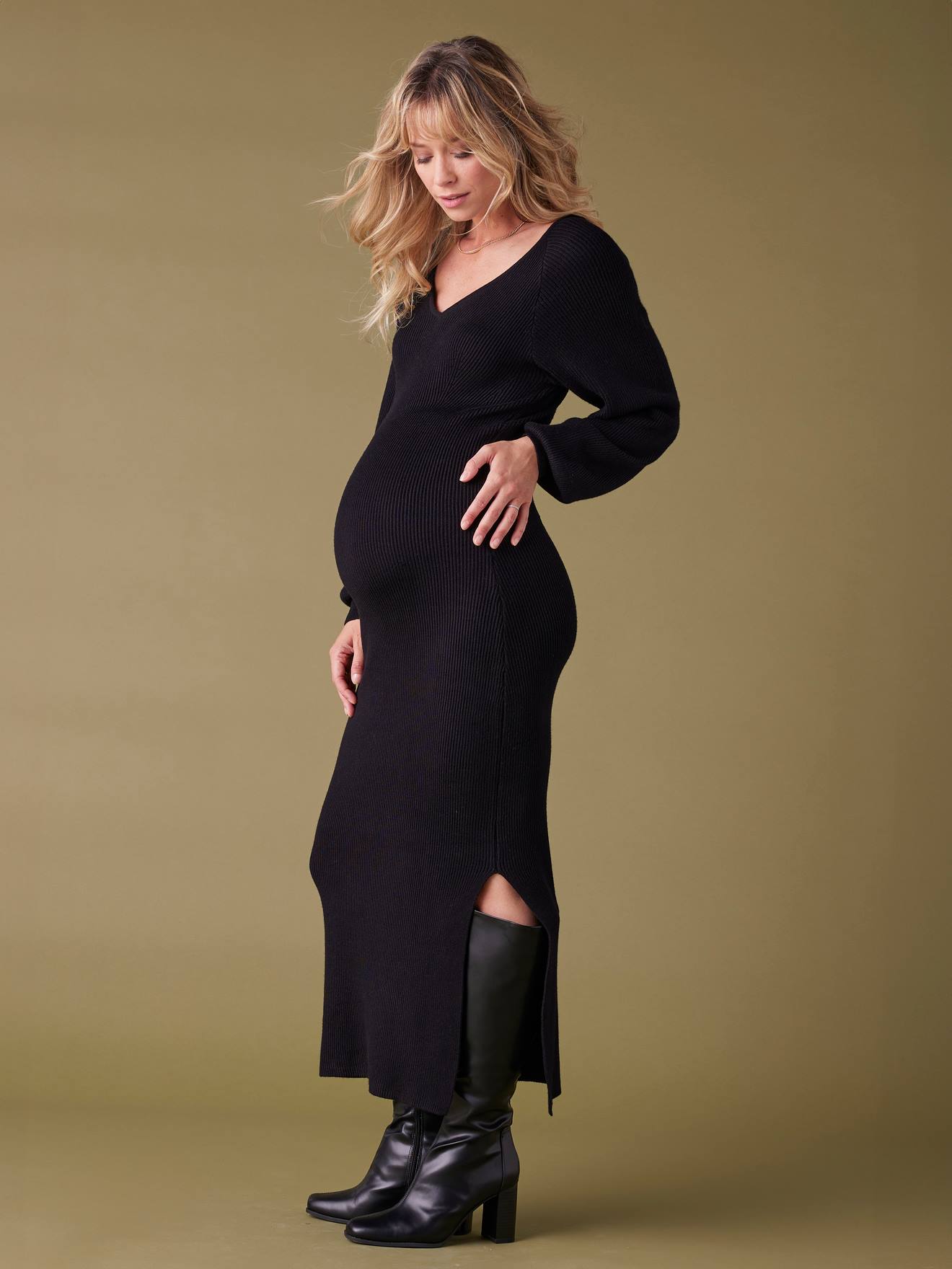 fitted lace wedding dress Hatch The Averie Polo Rib Sweater Dress in Burgundy main image 1