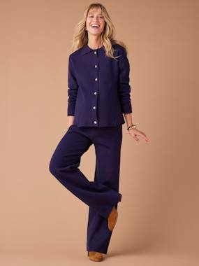 Vêtements de grossesse-Ensemble de grossesse gilet et pantalon large en tricot