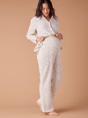 Vêtements de grossesse-Pyjama grossesse 2 pièces en gaze de coton