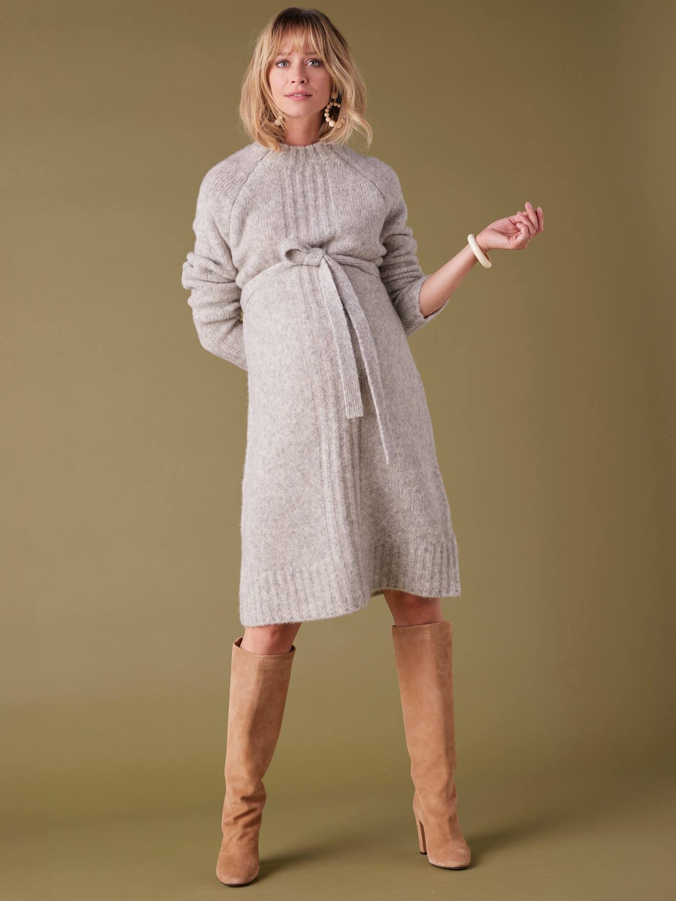 Knitted Dress for Maternity by Envie de Fraise - pearly grey