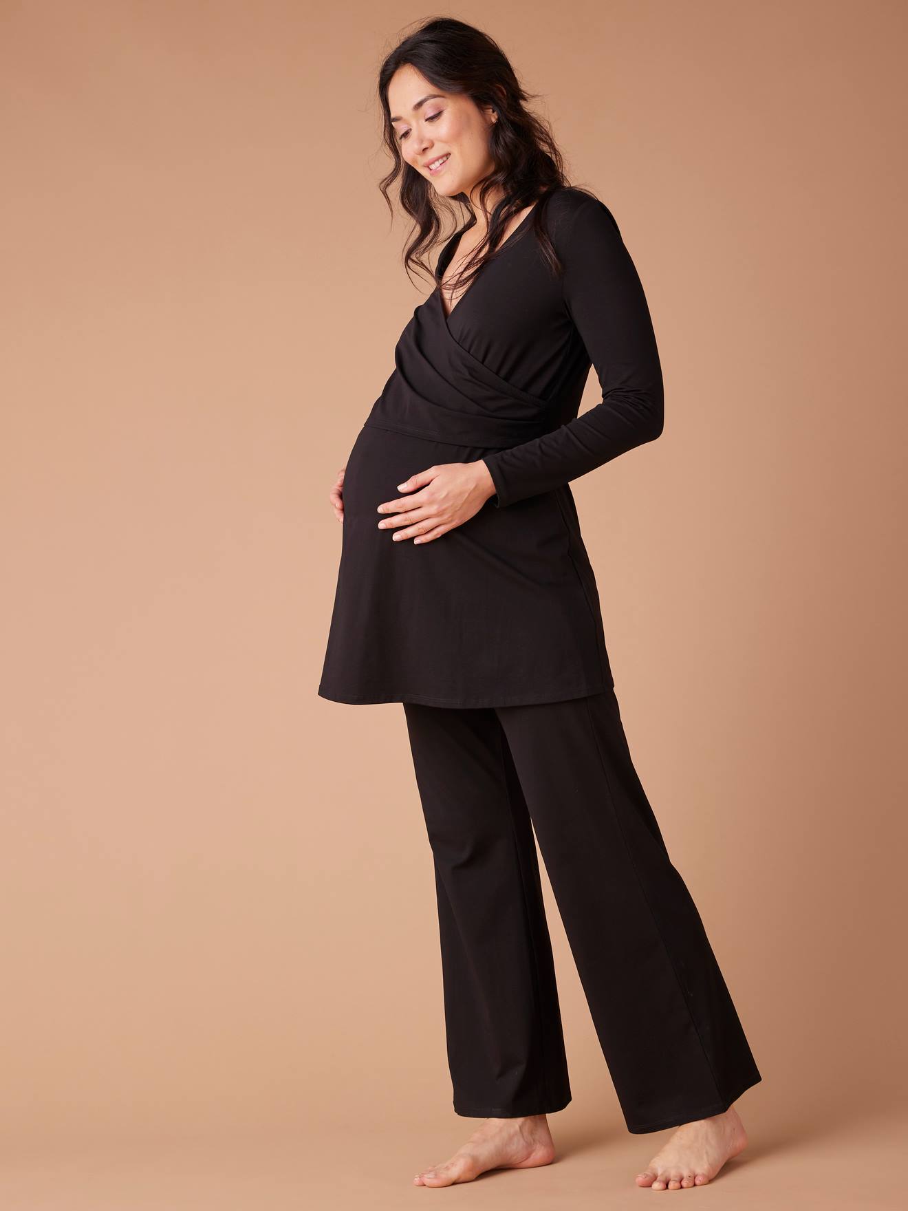 Kit Maternité 2 En 1 ENVIE DE FRAISE - Robe Tunique Allaitement Et Pantalon Large Noir Ultra Confortable 38/40