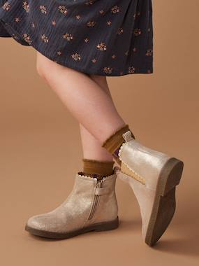 Boots cuir fille élastiquées  - vertbaudet enfant