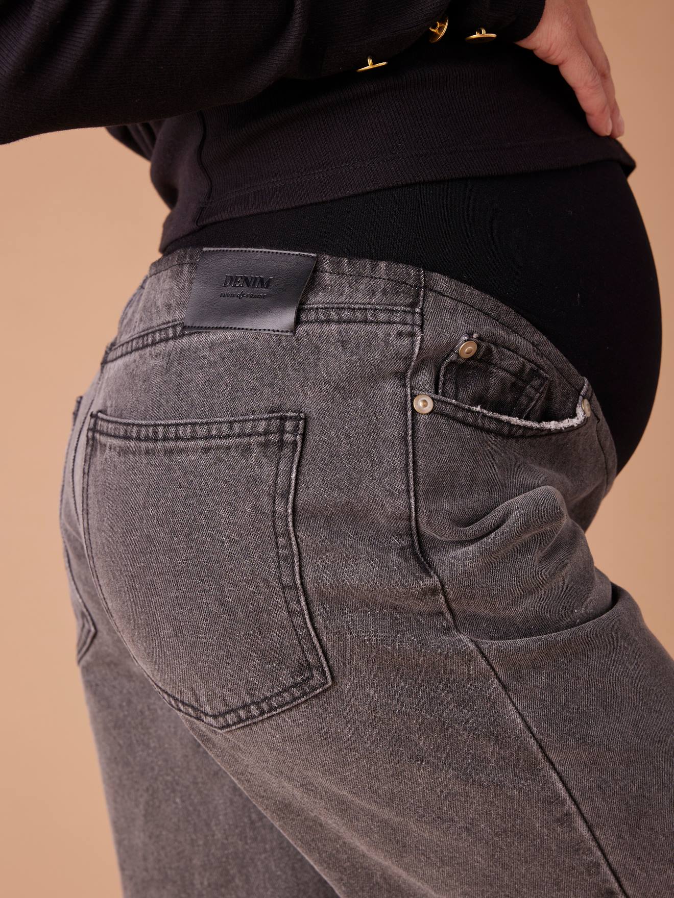 Jeans - coupe relaxed (taille élastique) - indigo - ROSE MATERNITÉ
