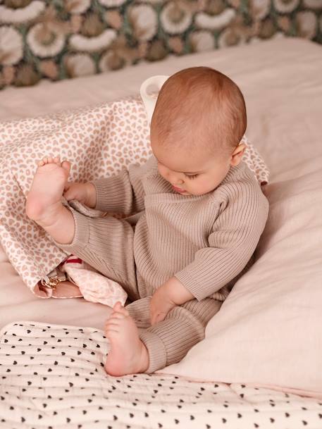 Knitted Trousers + Booties Ensemble for Babies beige - vertbaudet enfant 
