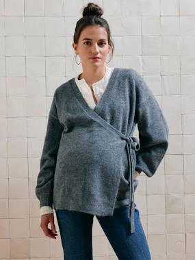 Maternity-Nursing Clothes-Long Wrap-Over Style Jumper, Maternity & Nursing Special