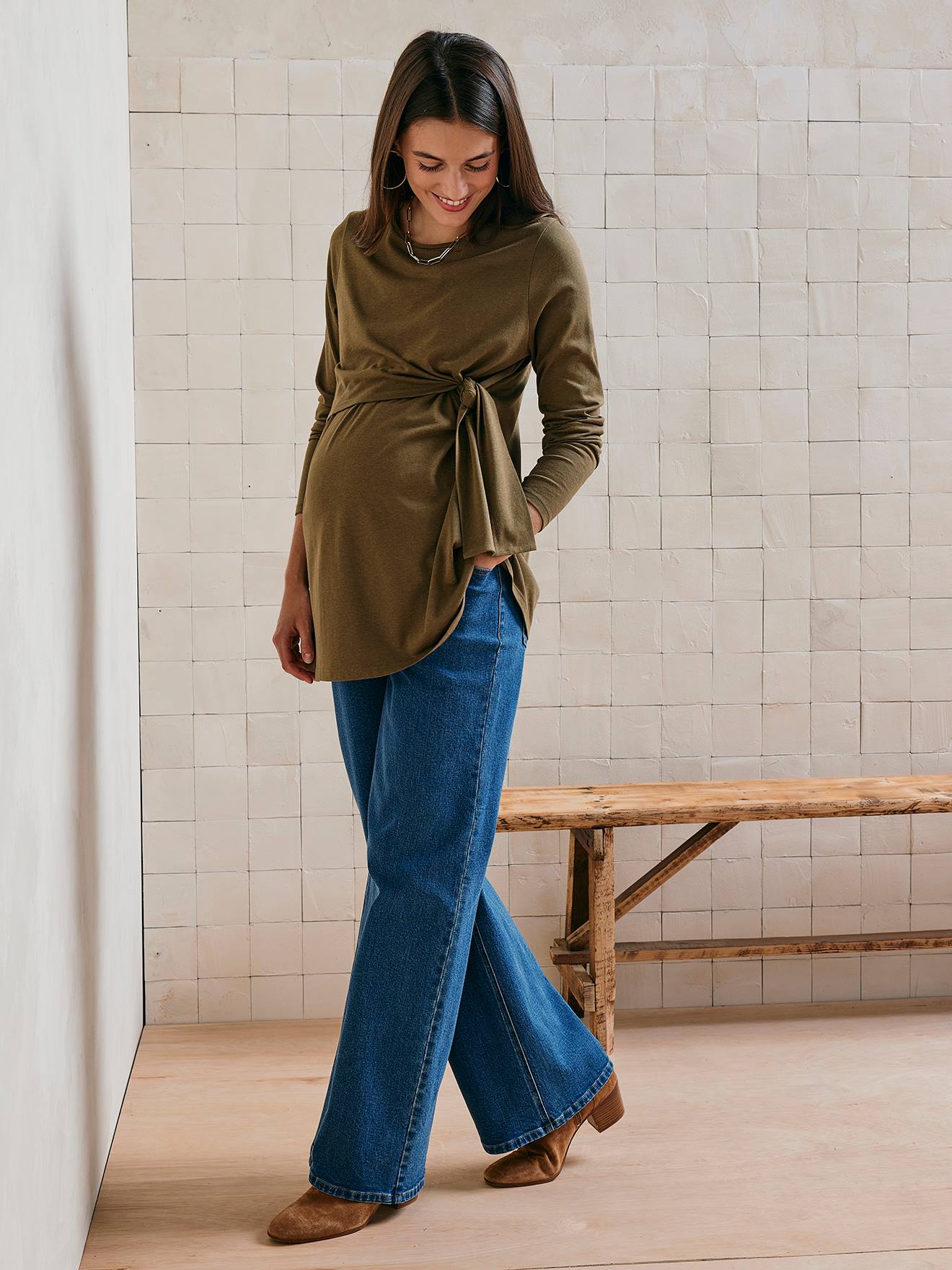T-shirt Marinière Grossesse Et Allaitement – Coton Bio épais – Ouverture Latérale Zip – Manches Longues