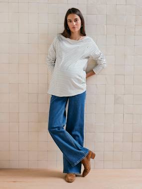 Maternity-Nursing Clothes-Striped Long Sleeve Top for Maternity & Nursing