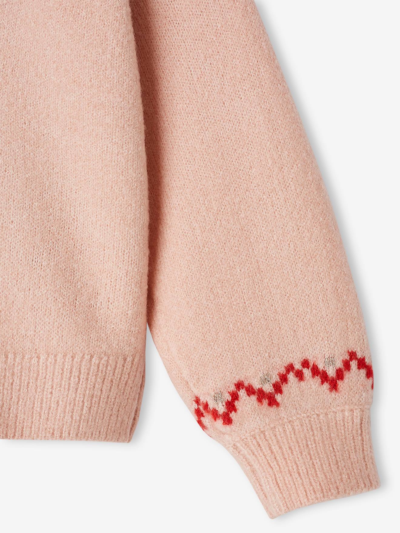 Jacquard Knit Christmas Cardigan with Shimmery Details for