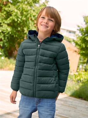 -Lightweight Jacket with Recycled Polyester Padding & Hood for Boys