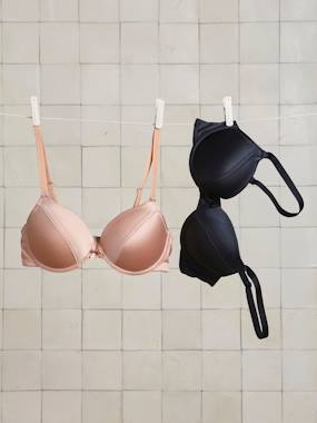 Maternity-Lingerie-Pack of 2 Bras in Satiny Microfibre, Maternity & Nursing Special