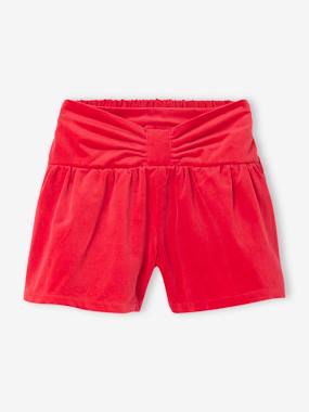 Girls-Shorts-Velvet Shorts with Bow on the Front for Girls