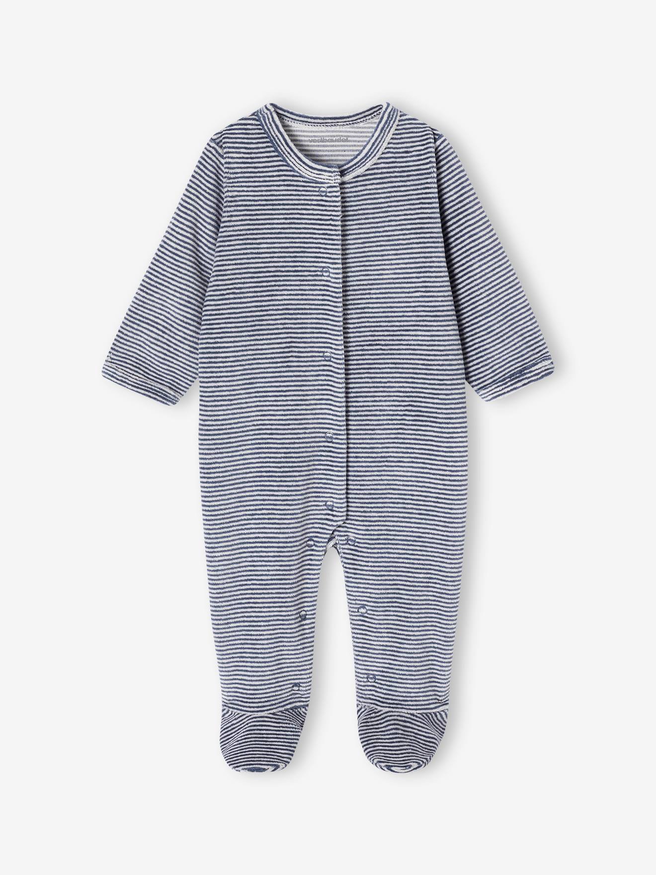 Lot De 3 Pyjamas Bébé Garçon En Velours - Thème Marin - Taille 6 Mois (67 Cm) - Bleu Nuit - 3
