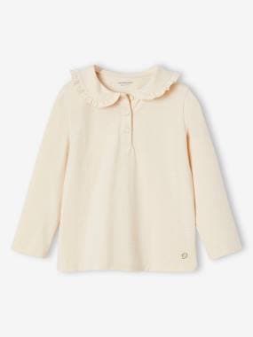 Girls-Long Sleeve Top with Ruffled Peter Pan Collar for Girls