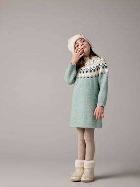 Girls-Jacquard Knit Dress for Girls