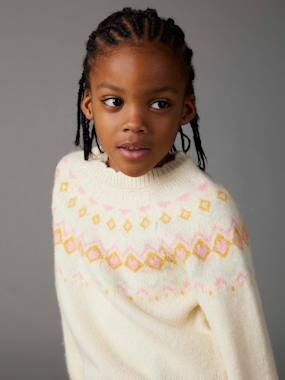 Girls-Cardigans, Jumpers & Sweatshirts-Jacquard Jumper for Girls