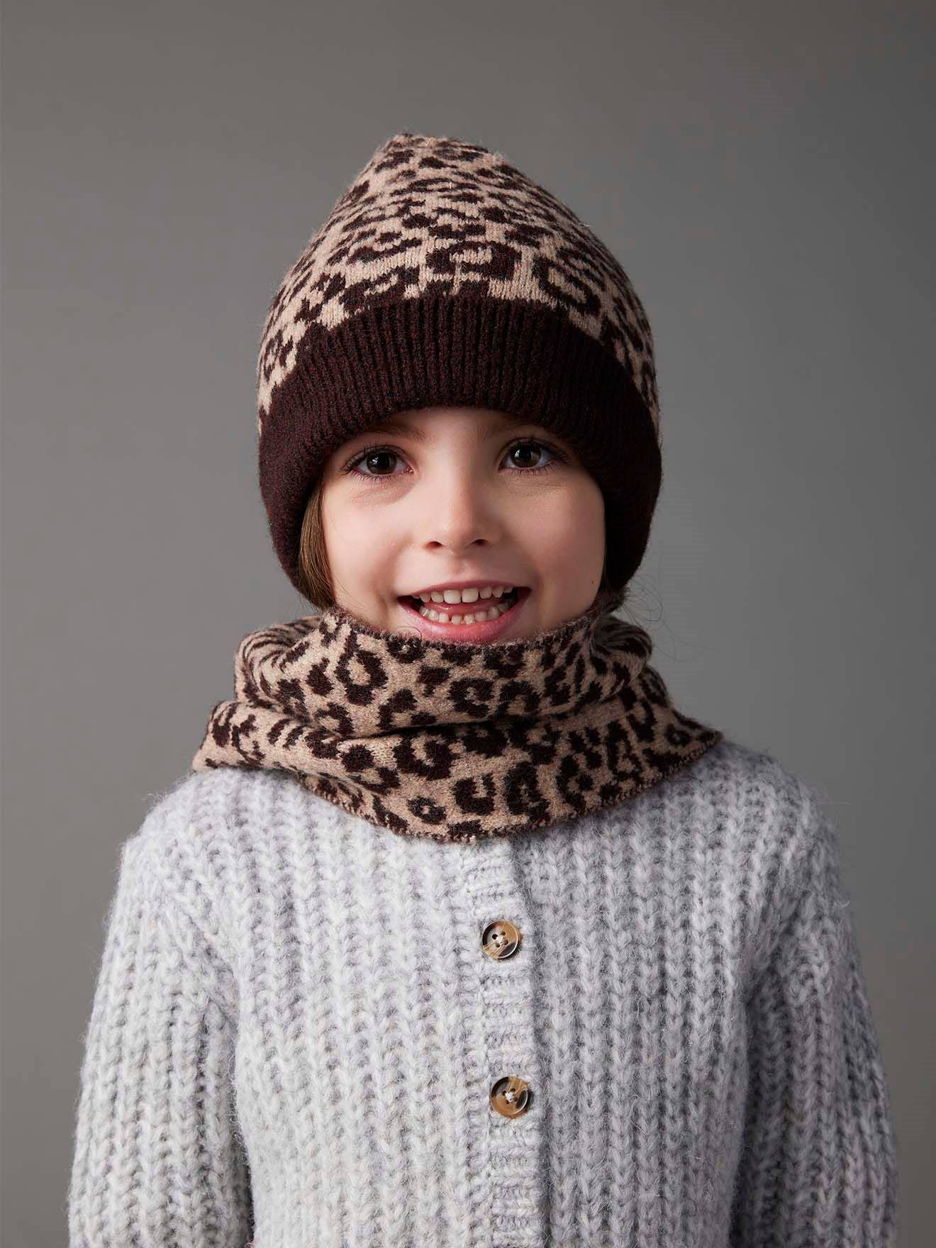 Ensemble Bonnet + Snood + Gants Fille Motif Léopard - Vertbaudet, Taille 2-12 Ans, Maille Douce