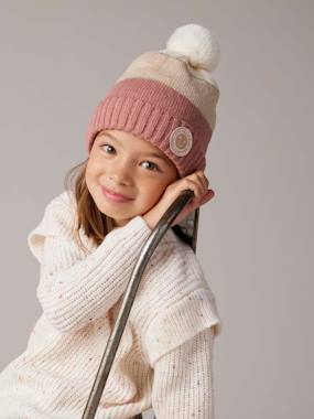 Girls-Outfits-Colourblock Beanie, Snood, Mittens/Fingerless Mitts Set for Girls