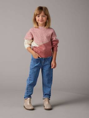 Girls-Jeans-Paperbag Jeans, Heart-Shaped Pockets, for Girls