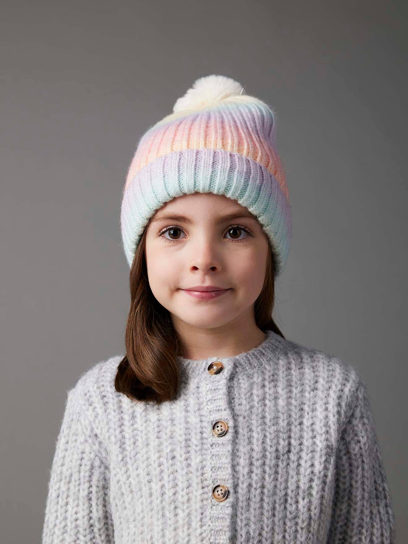 Rainbow Beanie & Snood Set for Girls, Girls