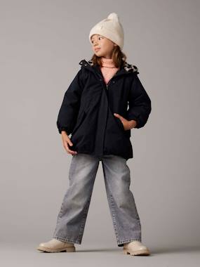 Girls-Coats & Jackets-Hooded Parka with Faux Fur Lining for Girls